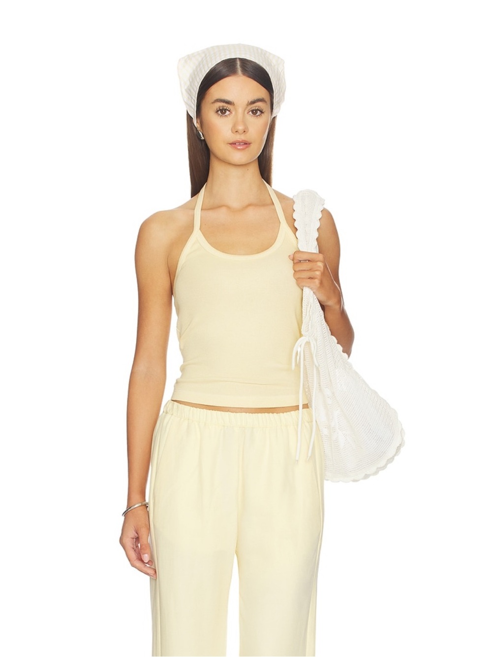 Enza Costa cotton rib halter in flan